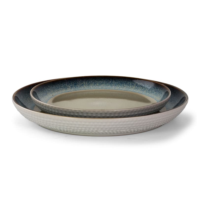 Elama Modern Dot 16 Piece Stoneware Dinnerware Set in Taupe