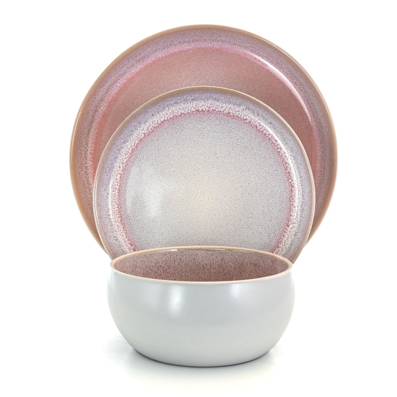 Elama Mocha Mauve 16 Piece Stoneware Dinnerware Set