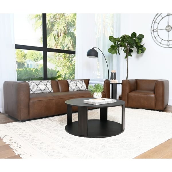 slide 2 of 11, Abbyson Hamilton 2 Piece Top Grain Lather Armchair and Sofa Living Room Set