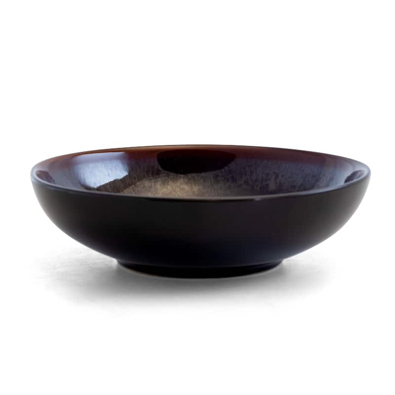 Elama Midnight Beach 16 Piece Round Stoneware Dinnerware Set in Black