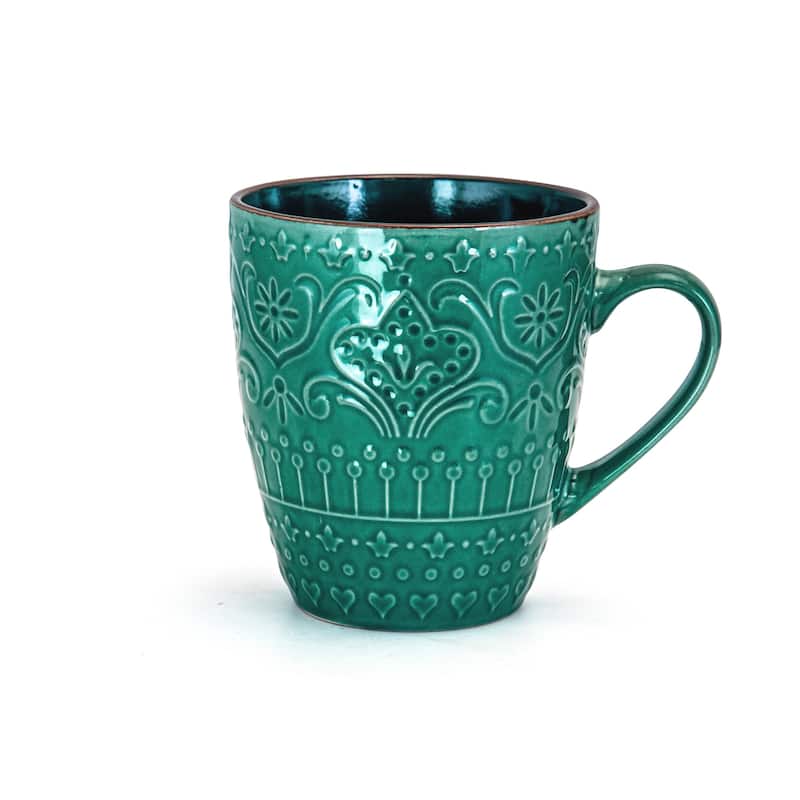 Elama Sea Foam Mozaic 16 Piece Round Stoneware Dinnerware Set in Green
