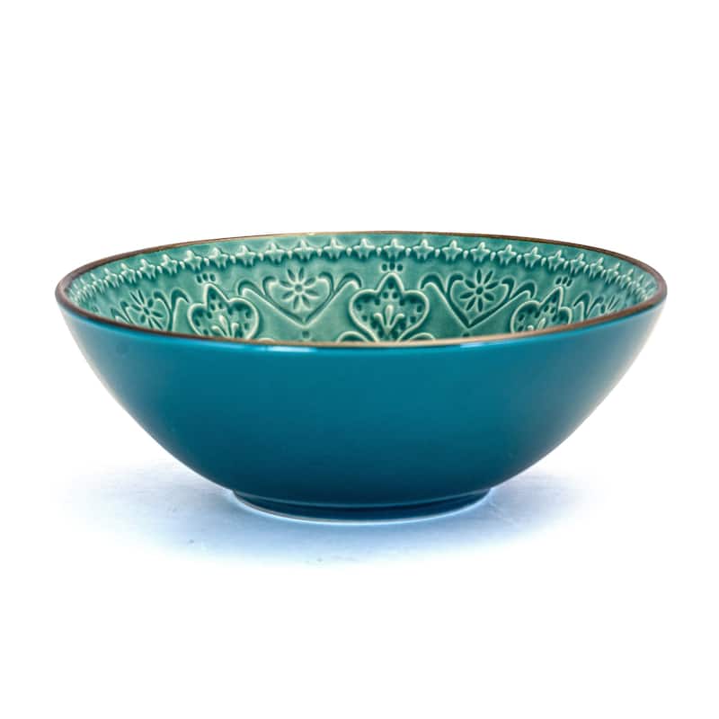 Elama Sea Foam Mozaic 16 Piece Round Stoneware Dinnerware Set in Green