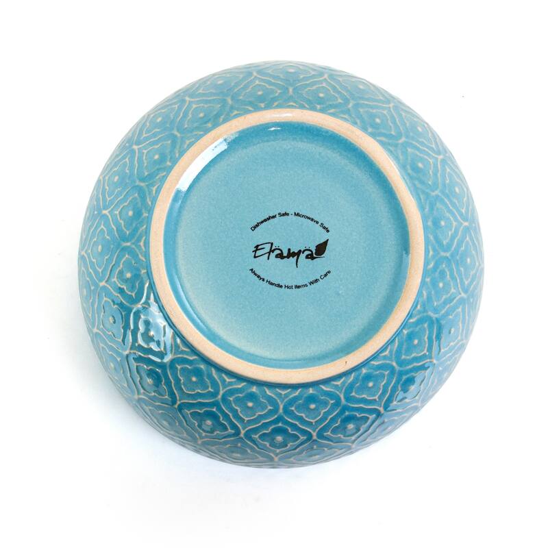 Elama Aqua Lilly 16 Piece Round Stoneware Dinnerware Set in Aqua