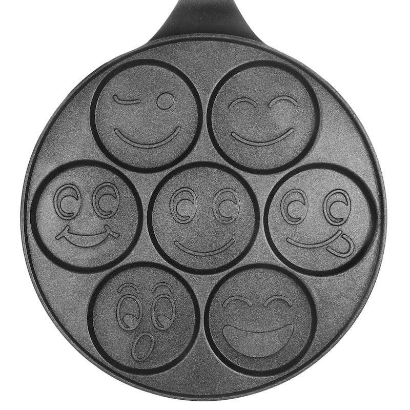 MegaChef Happy Face Emoji 10.5 Inch Aluminum Nonstick Pancake Pan