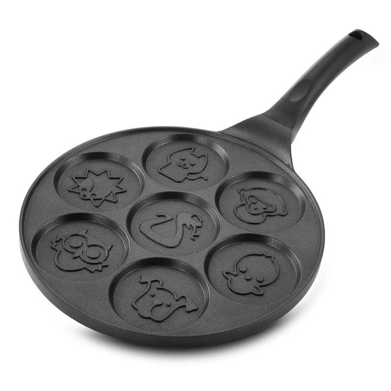 MegaChef Happy Face Emoji 10.5 Inch Aluminum Nonstick Pancake Pan