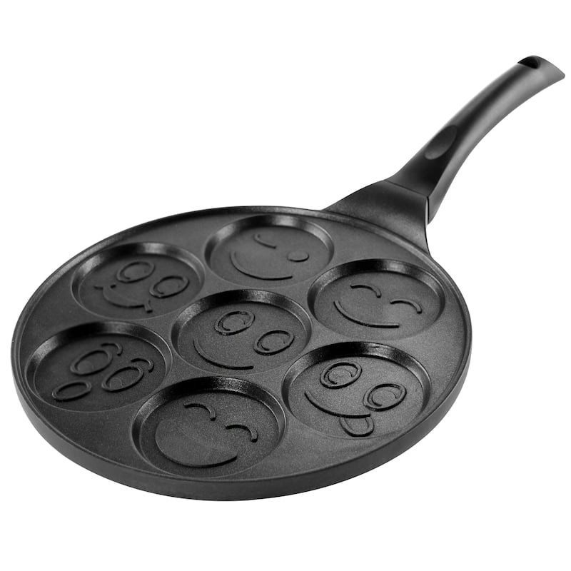 MegaChef Happy Face Emoji 10.5 Inch Aluminum Nonstick Pancake Pan