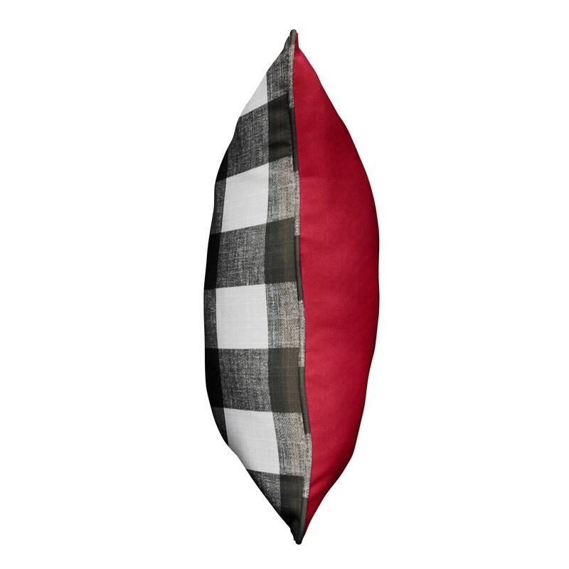 Crimson Red and Black Buffalo Plaid Indoor/Outdoor Two-Sided Pillows, Set of 2, Corded