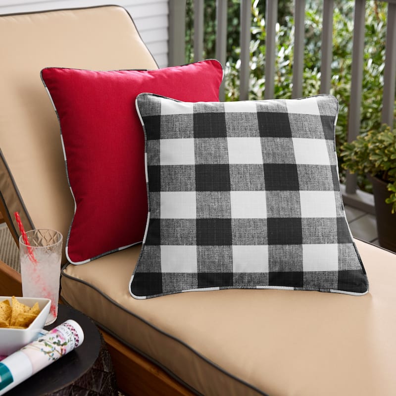 Crimson Red and Black Buffalo Plaid Indoor/Outdoor Two-Sided Pillows, Set of 2, Corded