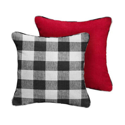 Crimson Red and Black Buffalo Plaid Indoor/Outdoor Two-Sided Pillows, Set of 2, Corded