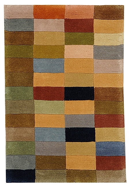 Handmade Rodeo Drive Patchwork Multicolor N.Z. Wool Rug (2 X 3)