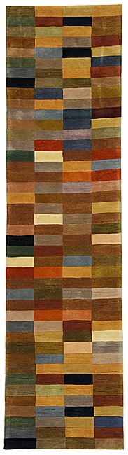 Handmade Rodeo Drive Patchwork Multicolor N.Z. Wool Runner (26 X 12)