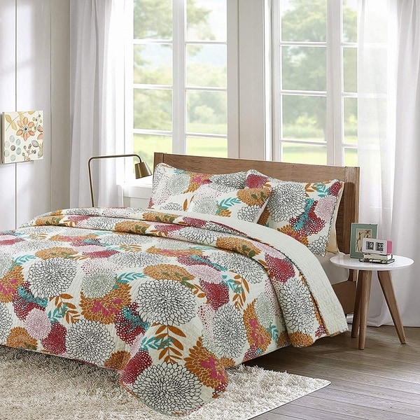 6 Piece Pinsonic Printed Bedding Bedspread Coverlet Quilt Sheet Set Rosa Flora, King