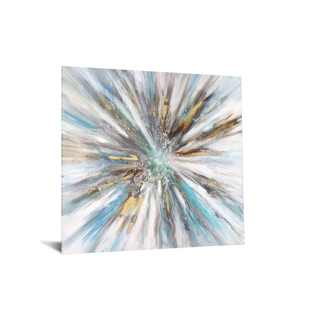 40x60 Brilliant Tempered Glass "Blue Sunburst" by Classy Art