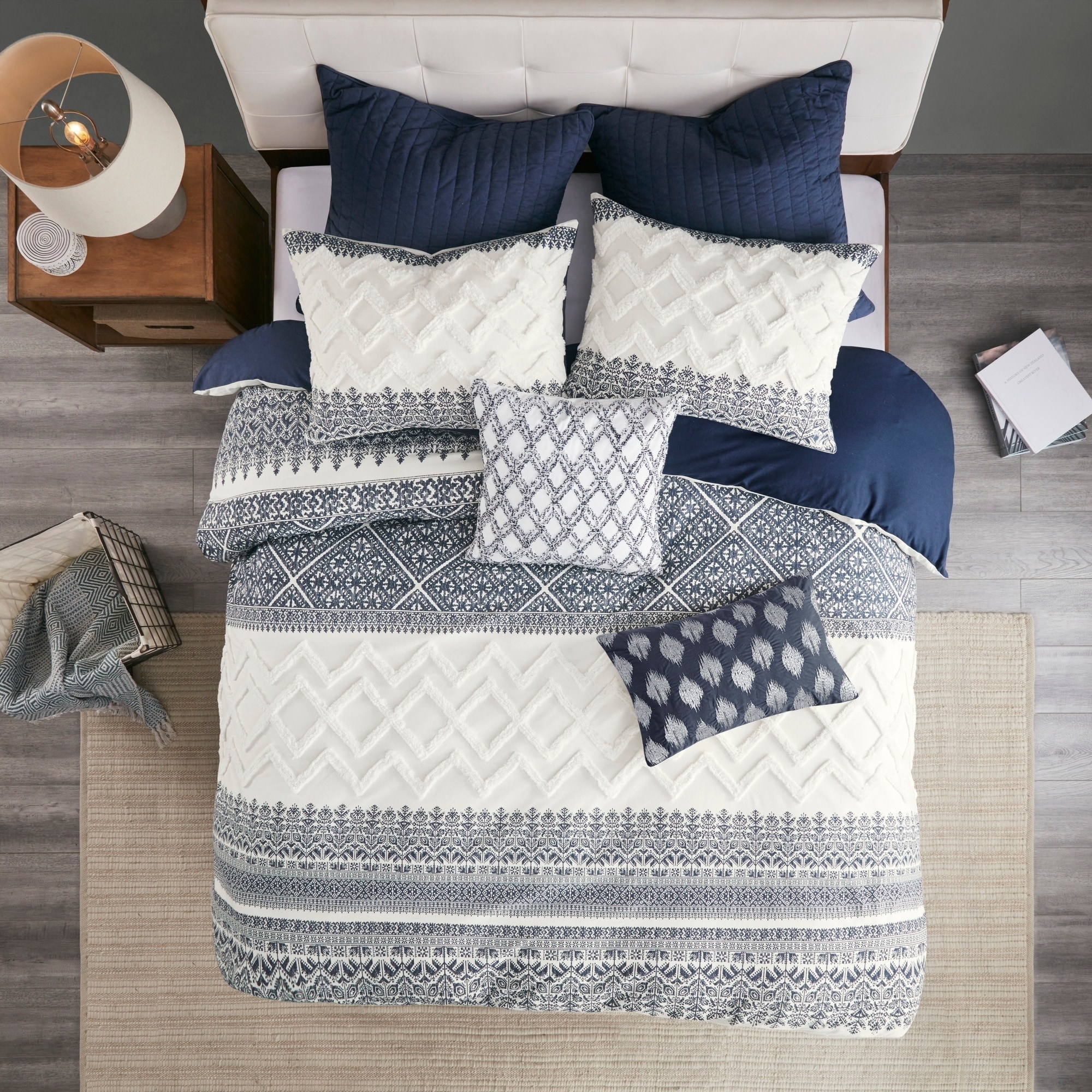 Shop The Curated Nomad Natoma Navy Cotton Chenille Printed Duvet