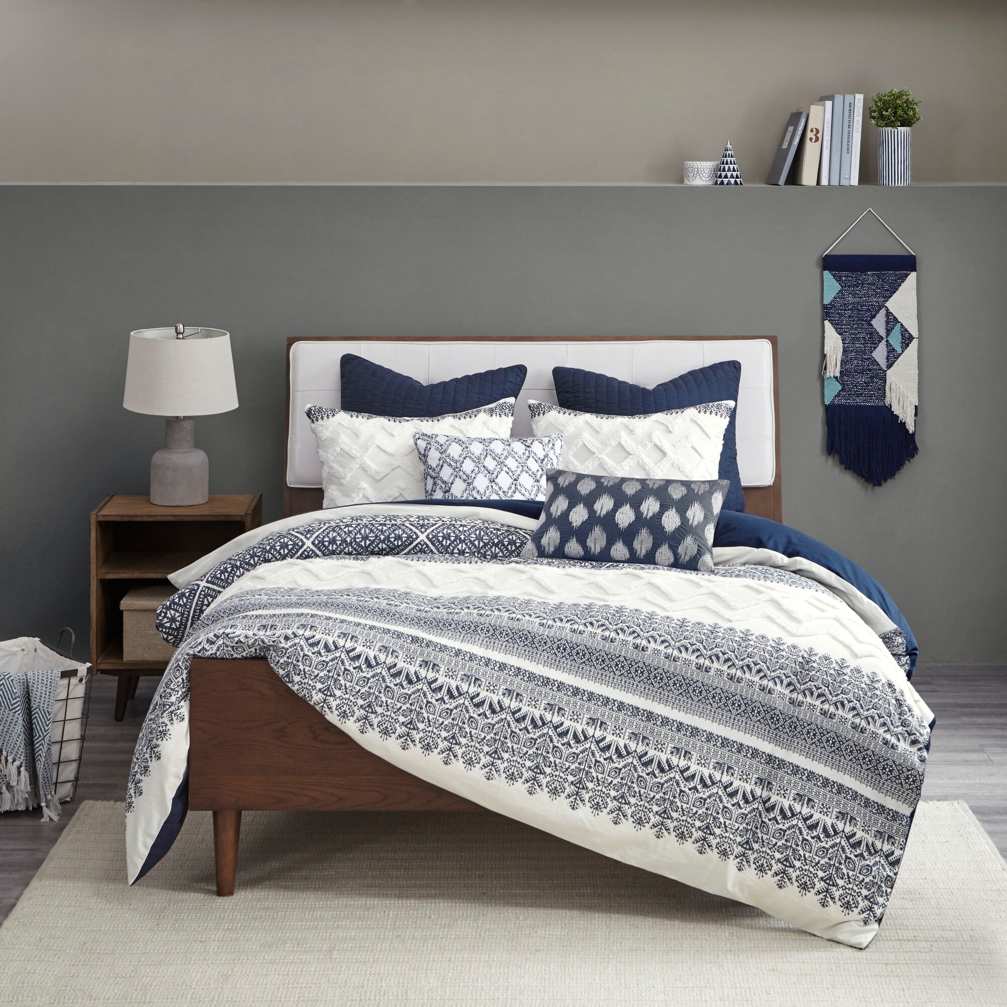 Shop The Curated Nomad Natoma Navy Cotton Chenille Printed Duvet
