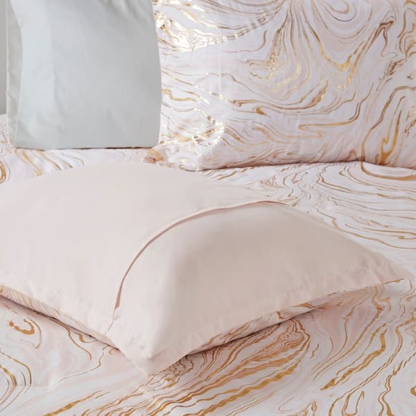 Shop Intelligent Design Natalia Blush Gold Metallic Printed Duvet