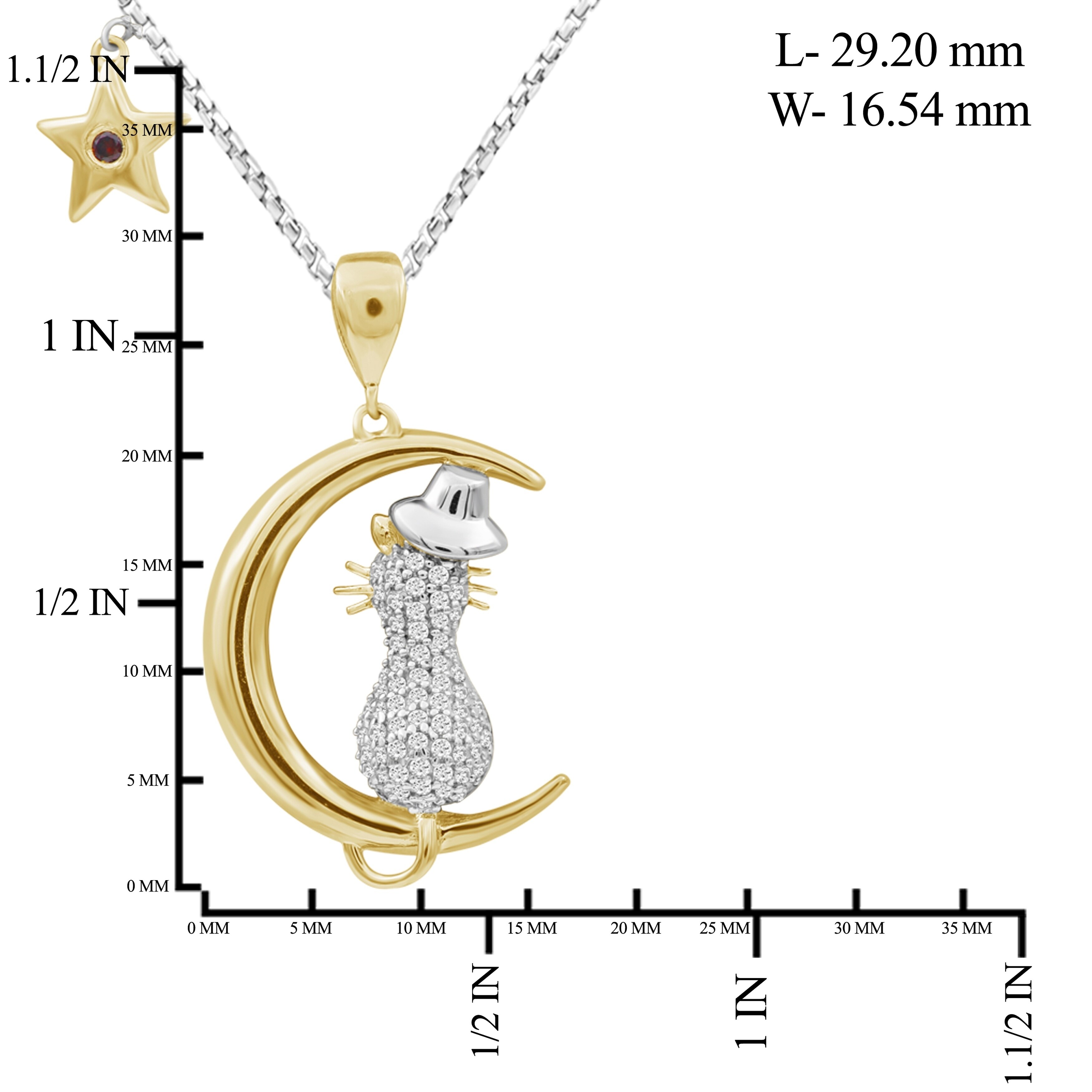 1//5 ct Black /& White Diamond Two-Tone Cat Pendant in 14K Gold /& Sterling Silver