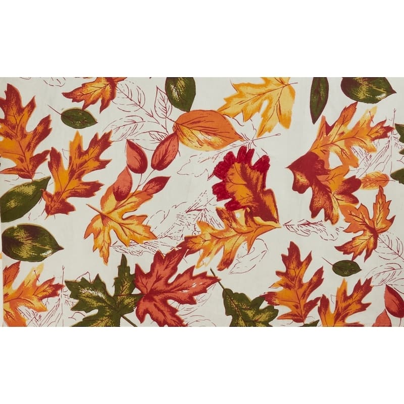 Cotton Tablecloth With Embroidered Autumn Leaves