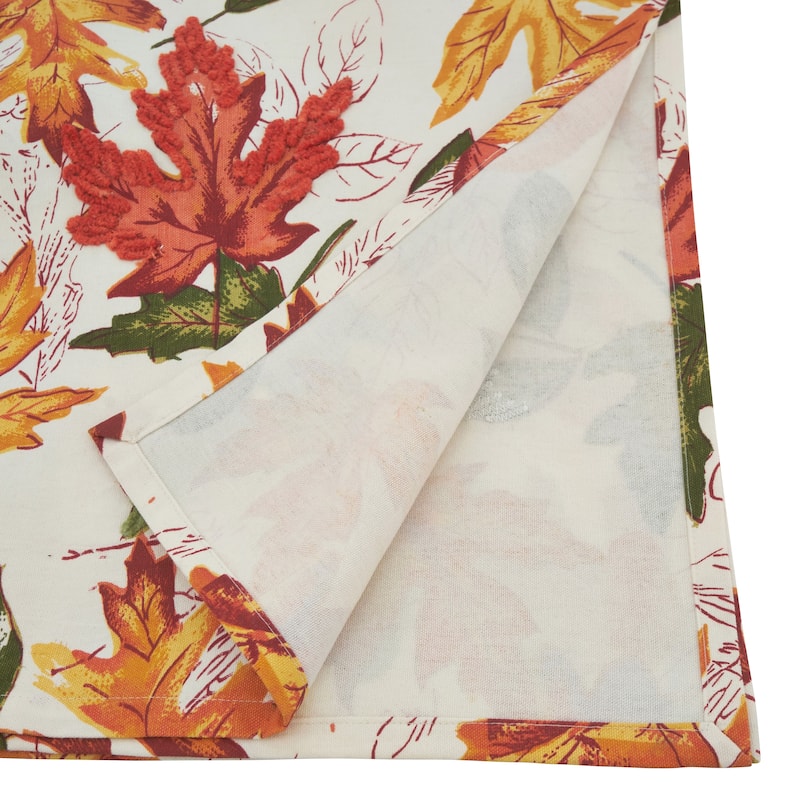 Cotton Tablecloth With Embroidered Autumn Leaves