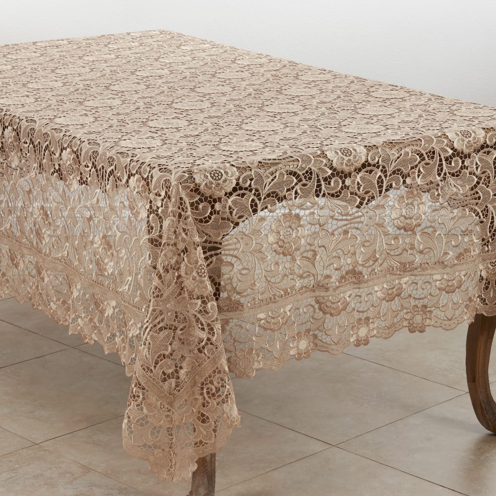Vintage Lace Tablecloth With Floral Design