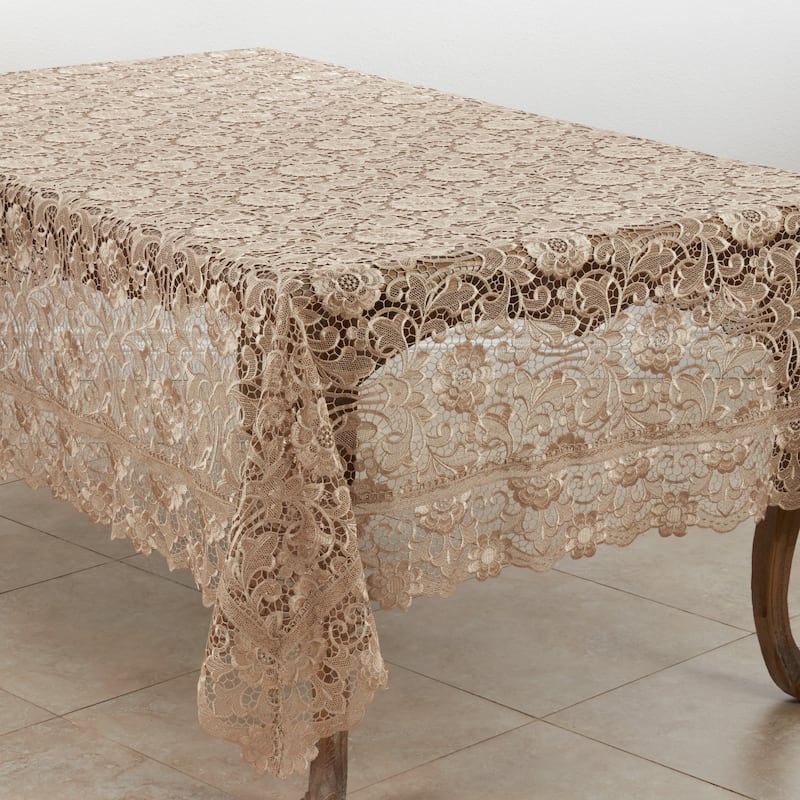 Vintage Lace Tablecloth With Floral Design