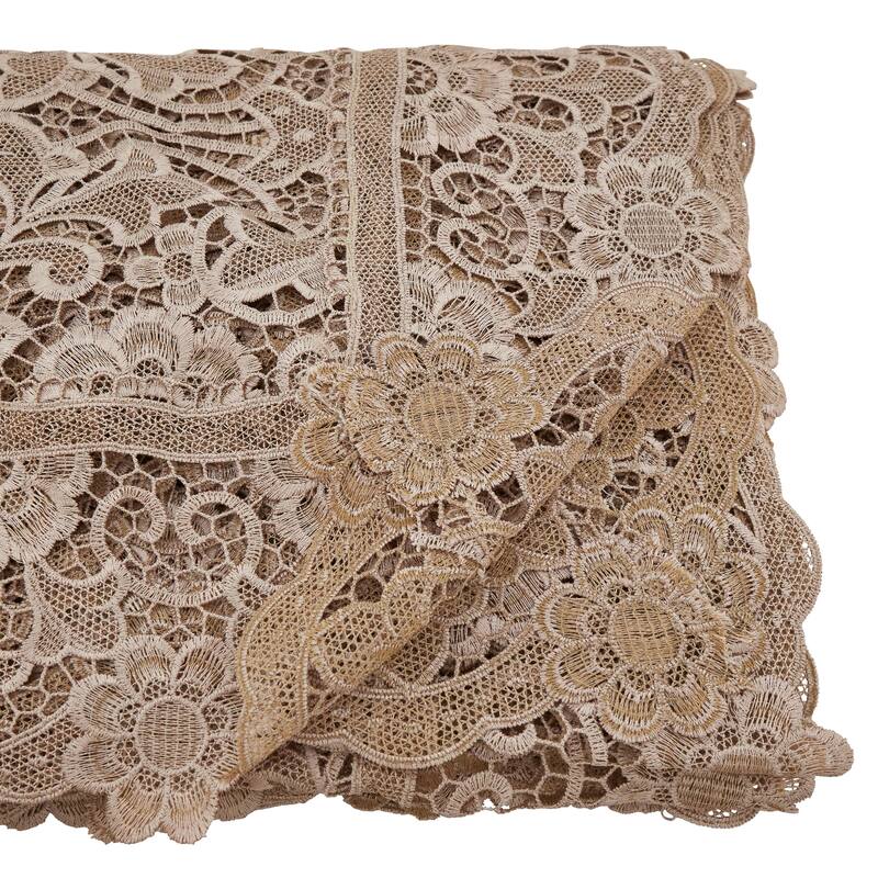 Vintage Lace Tablecloth With Floral Design