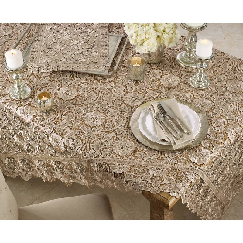 Vintage Lace Tablecloth With Floral Design