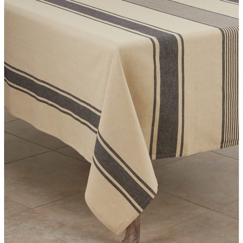 Banded Design Cotton Tablecloth - 72 x72 - Square