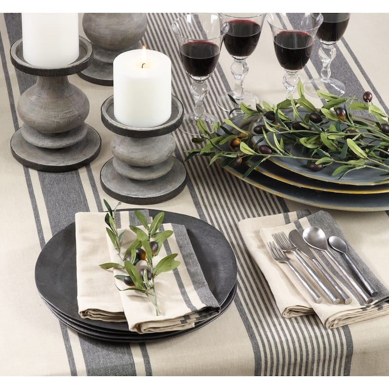 Banded Design Cotton Tablecloth