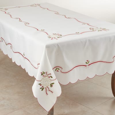 Christmas Tablecloth with Embroidered Design