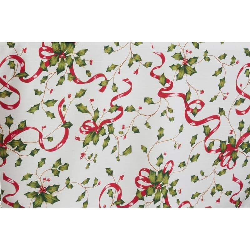 Holiday Tablecloth With Holly and Ribbon Design