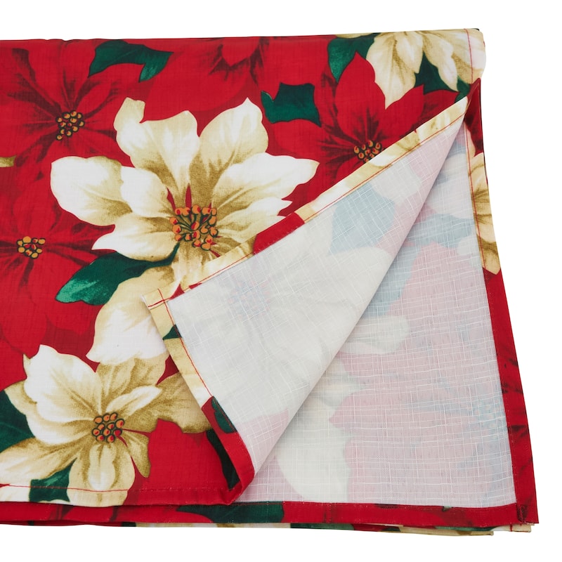 Holiday Tablecloth With Poinsettia Design