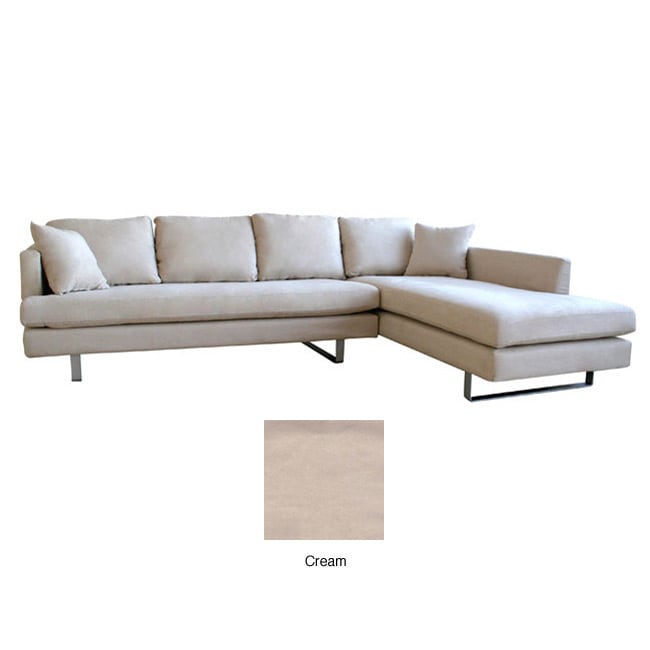 Beatrice Cream Microfiber Sofa With Chaise Set