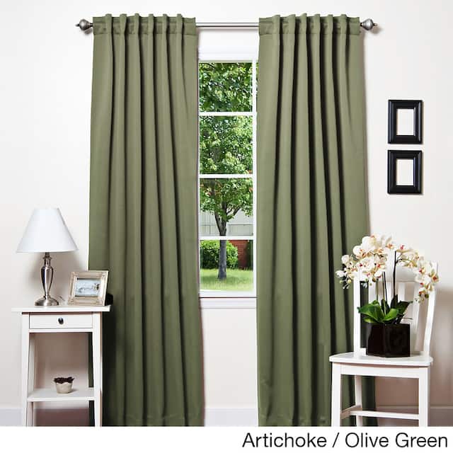 Aurora Home Insulated Thermal Blackout 84-inch Curtain Panel Pair - 52 x 84 - Artichoke/Olive Green