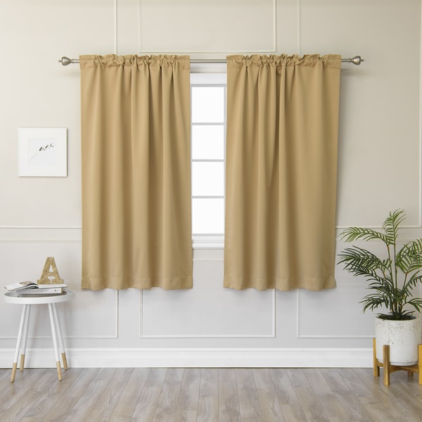 Aurora Home Solid Insulated Thermal 63-inch Blackout Curtain Panel Pair