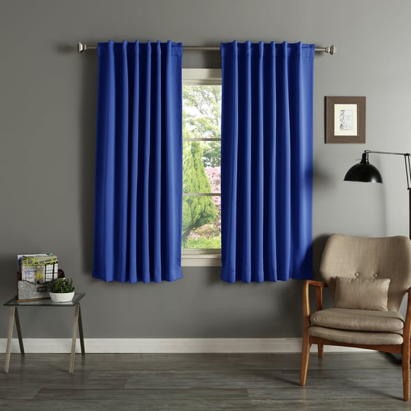 Aurora Home Solid Insulated Thermal 63-inch Blackout Curtain Panel Pair