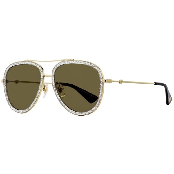 Gucci GG0062S 004 Womens Gold/Glitter/Black 57 mm Sunglasses (As Is ...