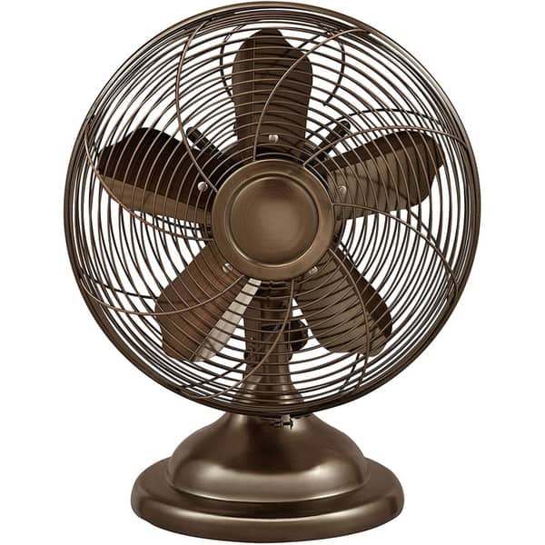 slide 1 of 1, Optimus 12" Oscillating Antique Table Fan F-6212