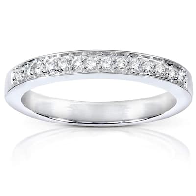 Annello by Kobelli 14k White Gold 1/8ct TDW Diamond Pave-set Womens Wedding Band