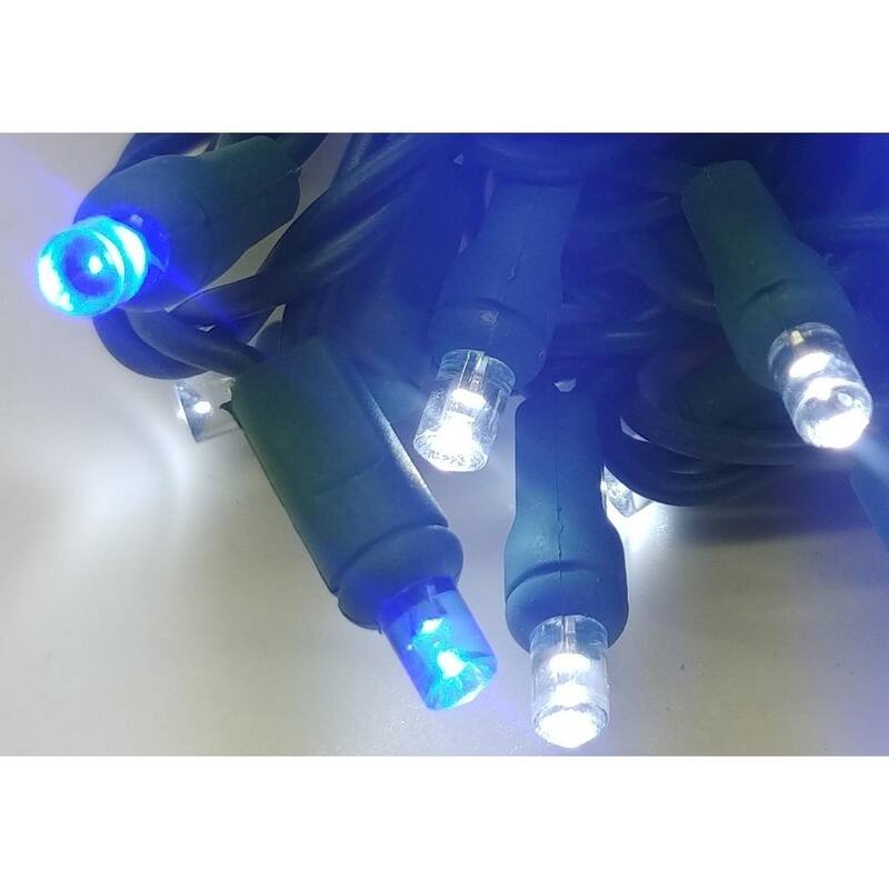 Blue and Pure White LED Light String Set of 70 Lights 5MM