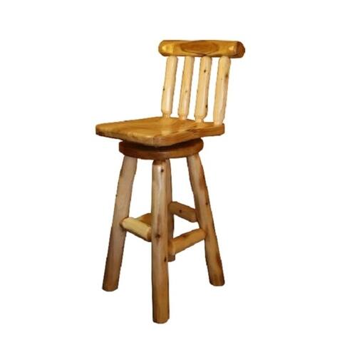 White Cedar Log Swivel Stool with Spindle back