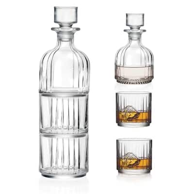 Majestic Gifts Inc. Glass Whiskey Decanter W/ 2 D.OF. Tumblers- 12 oz.