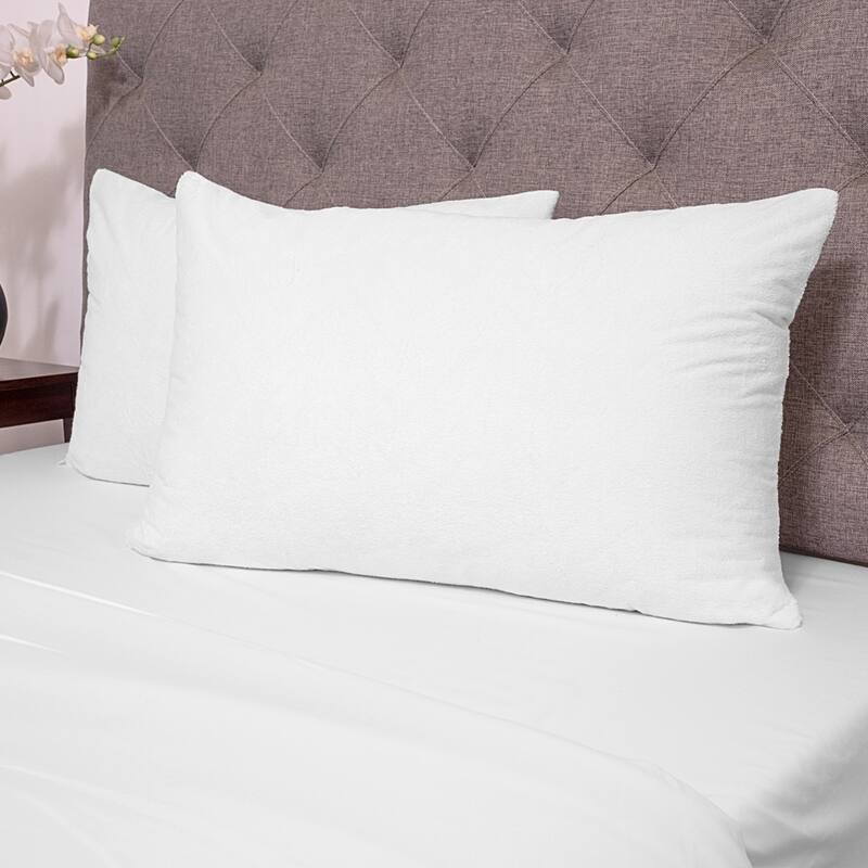 Waterproof Cotton Terry Zippered Pillow Protector Pair