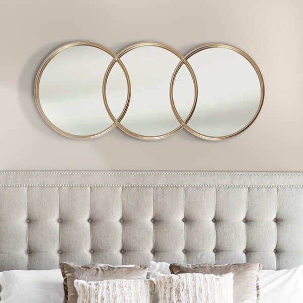 Shop Abbyson Olympic Gold Round Wall Mirror On Sale Free Shipping