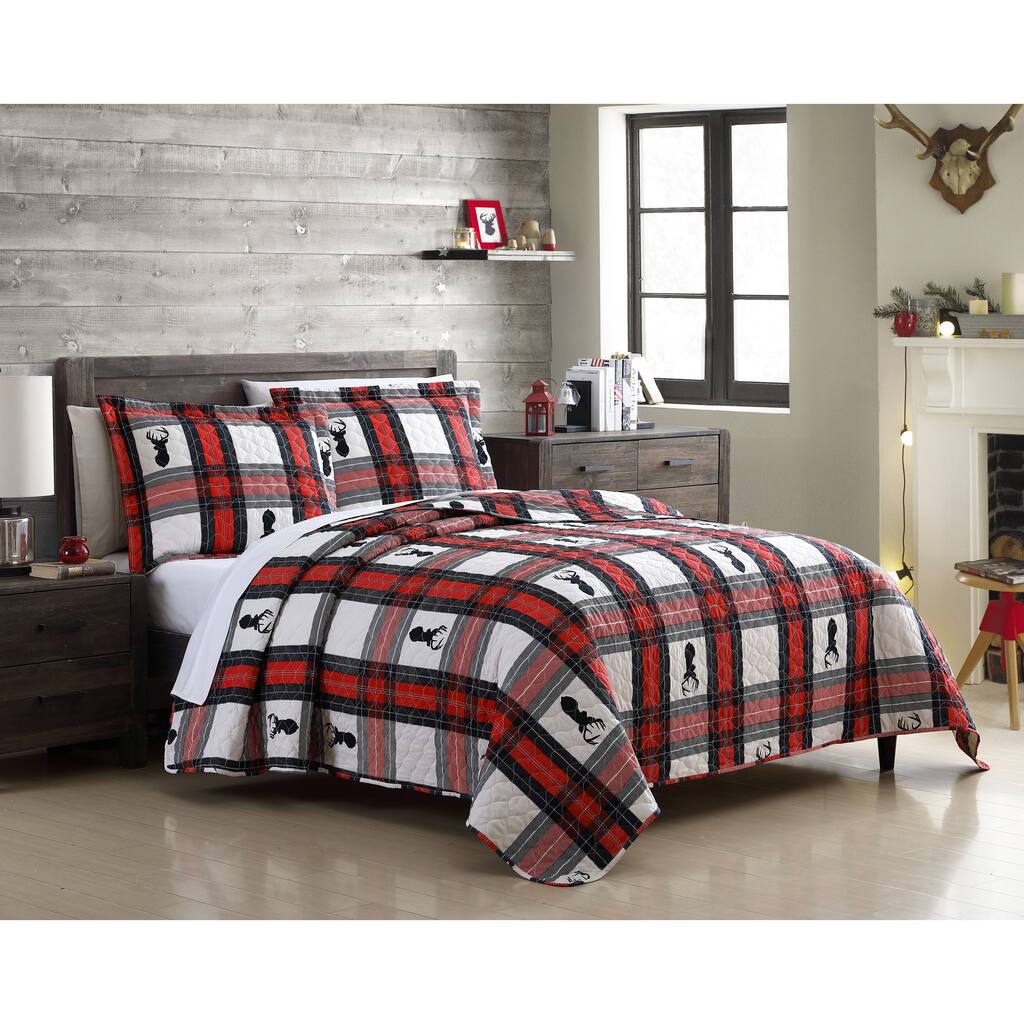 Spirit Linen Home Holiday Collection Quilt Set 3 Piece