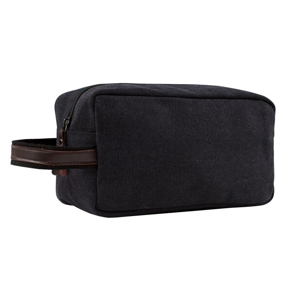 mens black leather toiletry bag