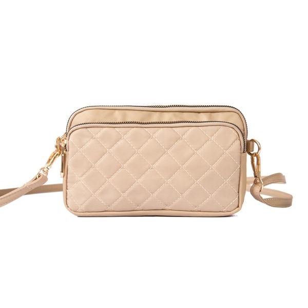 beige quilted crossbody bag