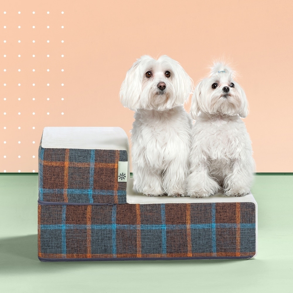 Adeco Small Ottoman Upholstered Footrest Pet Steps Dog Stairs Stool - Bed  Bath & Beyond - 33975908