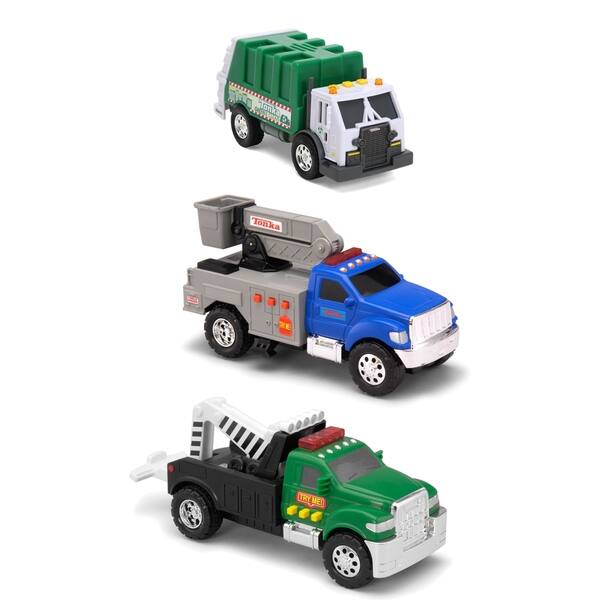 Funrise Toys Tonka Mini 3 Pack Cherry Picker Tow Truck Garbage Truck Overstock 29477821