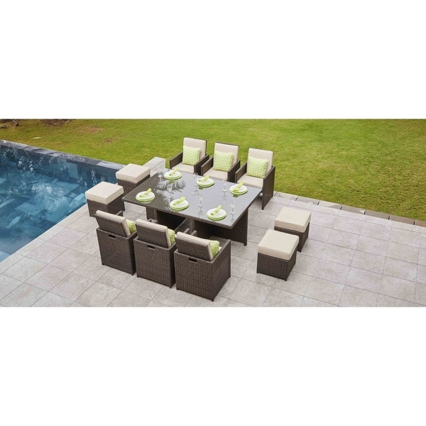 Shop 11-piece Outdoor Dining Set With Cushions Wicker ... Shop 11-piece Outdoor Dining Set With Cushions Wicker ... on Safavieh Outdoor Living Horus Dining Set id=87483